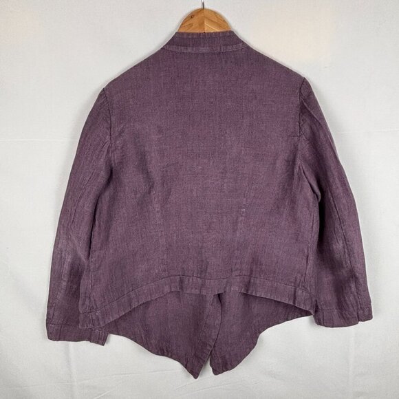Coldwater Creek Classic Women Linen Open Jacket PM Purple Breathable Lagenlook - Picture 2 of 12